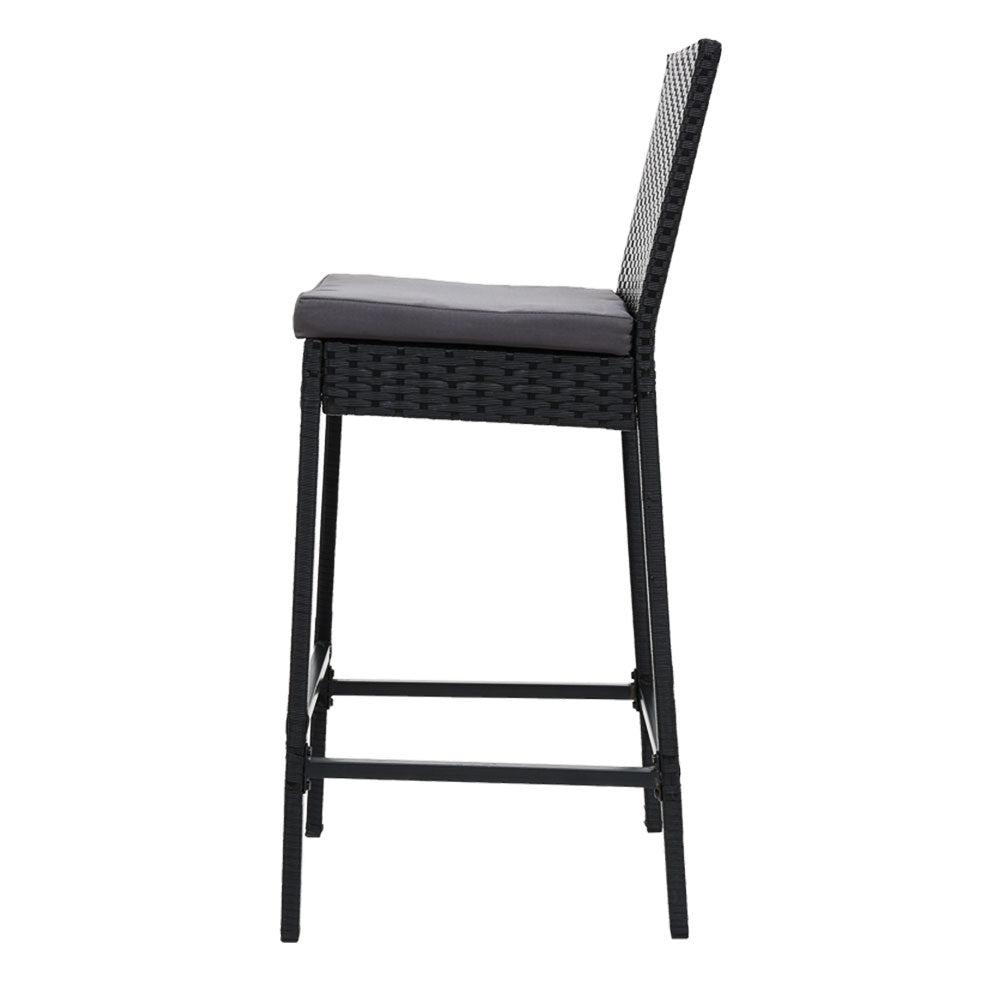 Marina Outdoor Wicker Bar Stool Set of 2 – Black