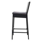 Marina Outdoor Wicker Bar Stool Set of 2 – Black