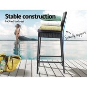 Marina Outdoor Wicker Bar Stool Set of 2 – Black