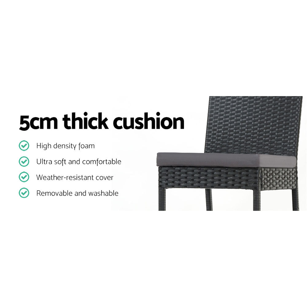 Marina Outdoor Wicker Bar Stool Set of 2 – Black