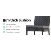 Marina Outdoor Wicker Bar Stool Set of 2 – Black