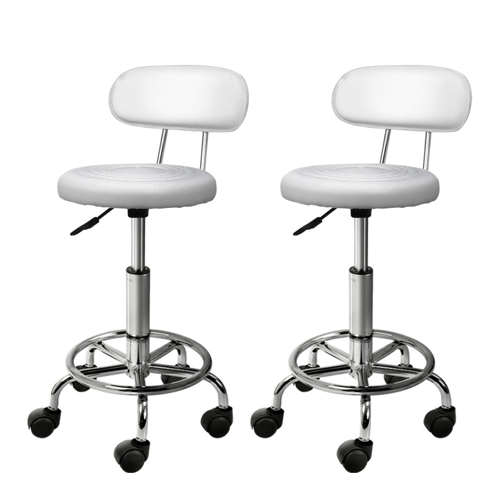 Blake PU Leather Gas-Lift Swivel Bar Stool Set of 2 – White