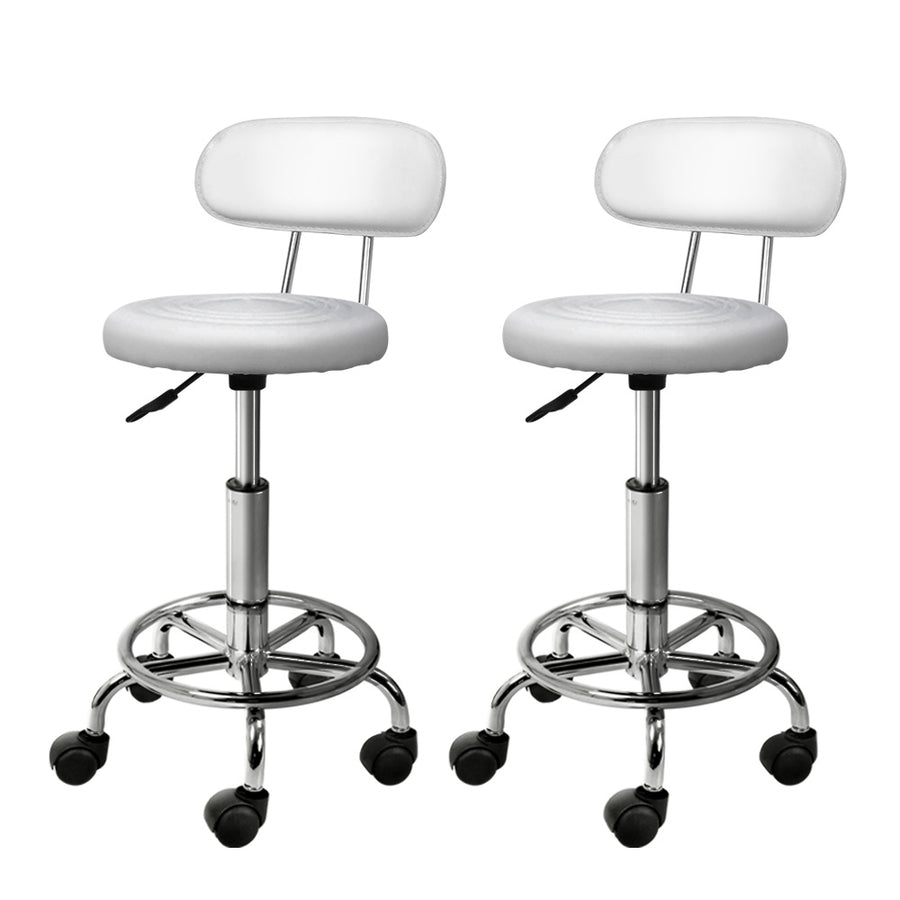 Blake PU Leather Gas-Lift Swivel Bar Stool Set of 2 – White