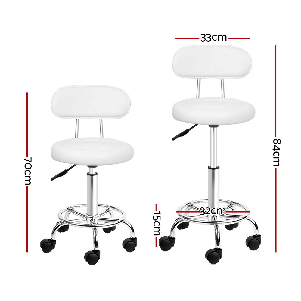 Blake PU Leather Gas-Lift Swivel Bar Stool Set of 2 – White