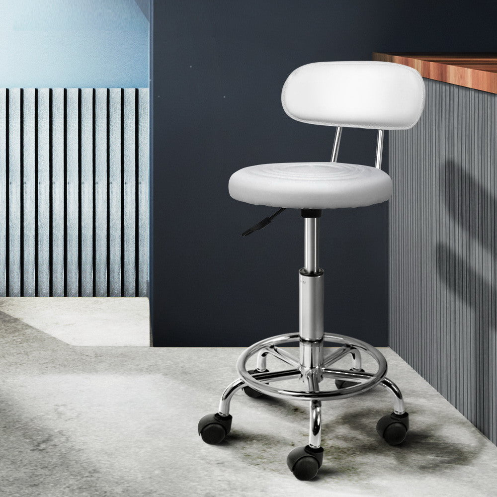 Blake PU Leather Gas-Lift Swivel Bar Stool Set of 2 – White