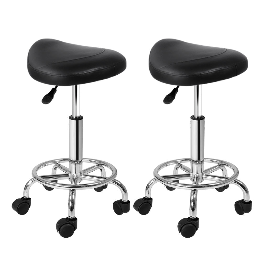 Blythe PU Leather Gas-Lift Swivel Bar Stool Set of 2 – Black