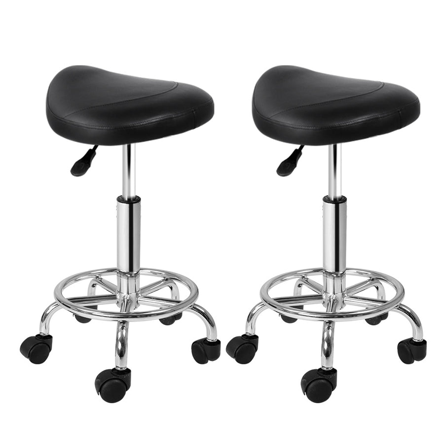 Blythe PU Leather Gas-Lift Swivel Bar Stool Set of 2 – Black