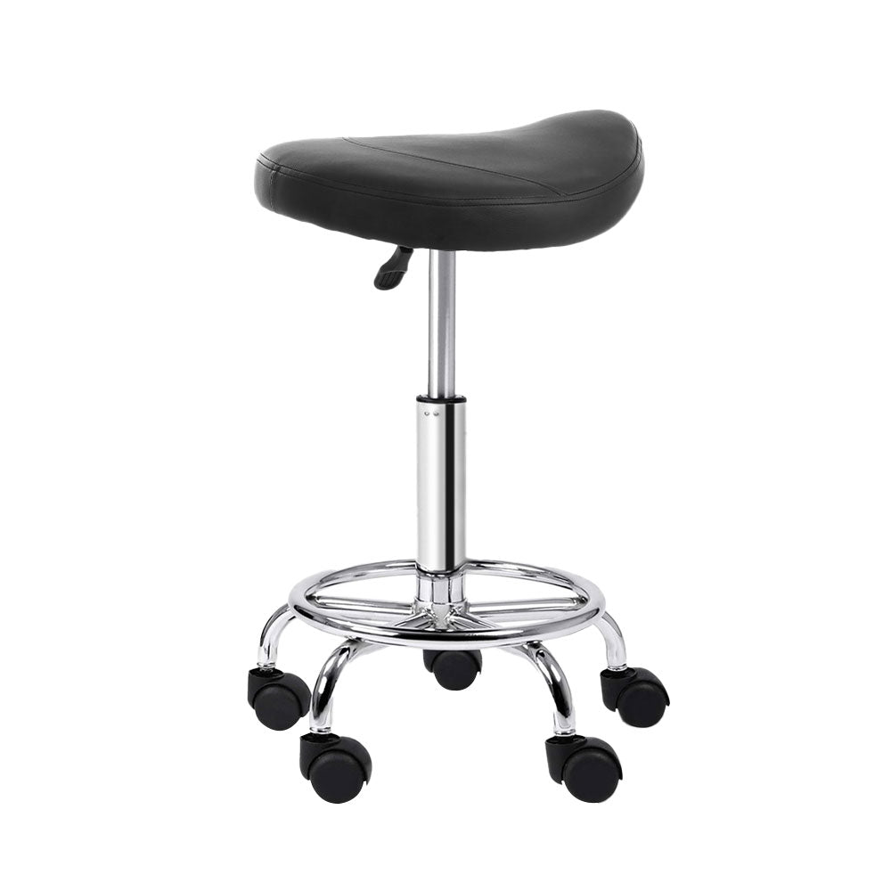 Blythe PU Leather Gas-Lift Swivel Bar Stool Set of 2 – Black