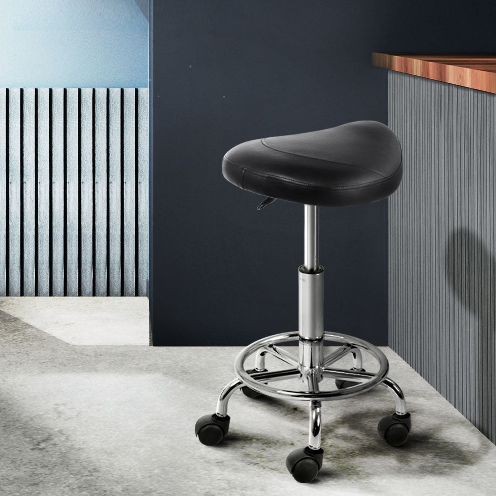 Blythe PU Leather Gas-Lift Swivel Bar Stool Set of 2 – Black
