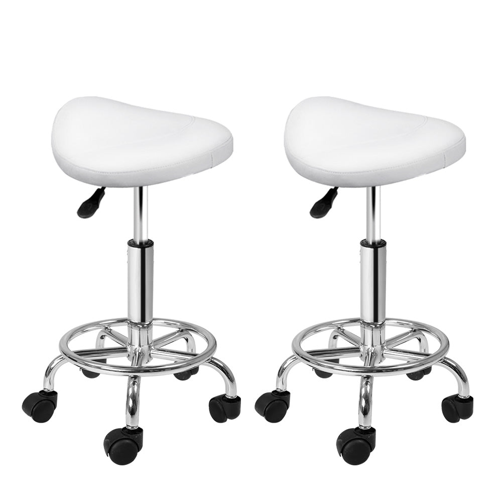 Blythe PU Leather Gas-Lift Swivel Bar Stool Set of 2 – White