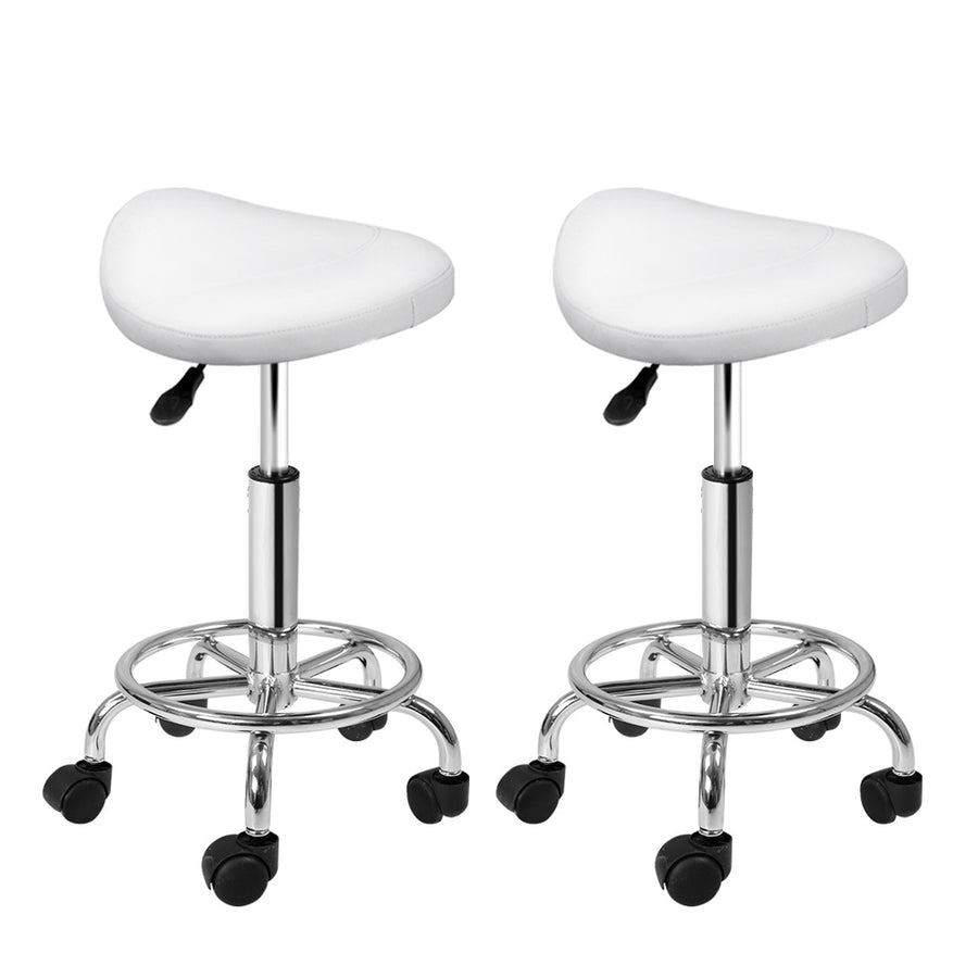 Blythe PU Leather Gas-Lift Swivel Bar Stool Set of 2 – White