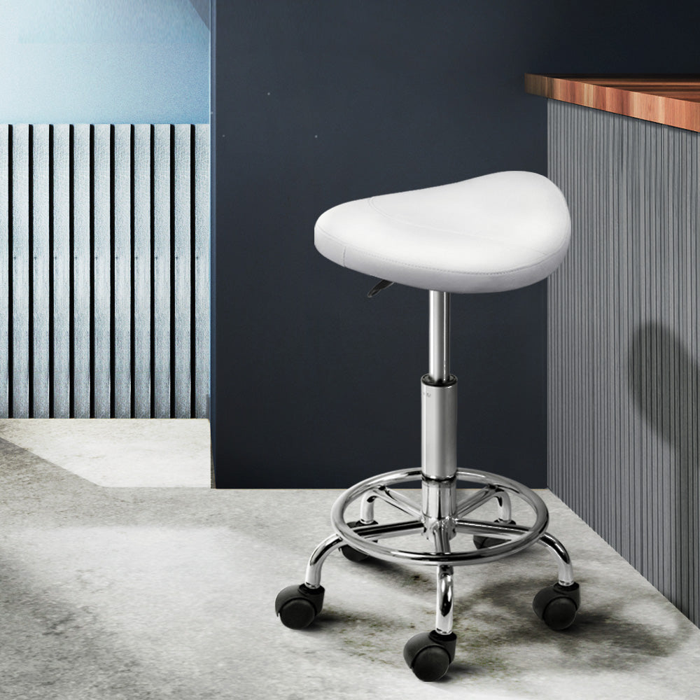 Blythe PU Leather Gas-Lift Swivel Bar Stool Set of 2 – White