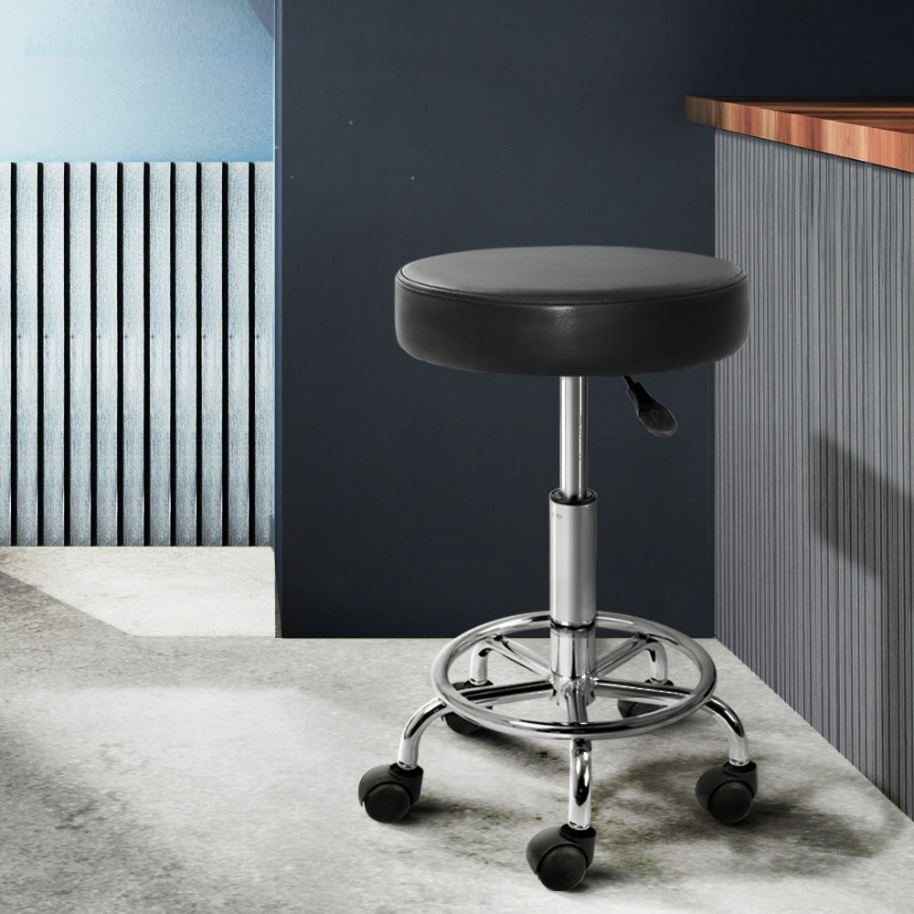 Bardon PU Leather Gas-Lift Swivel Bar Stool Set of 2 – Black