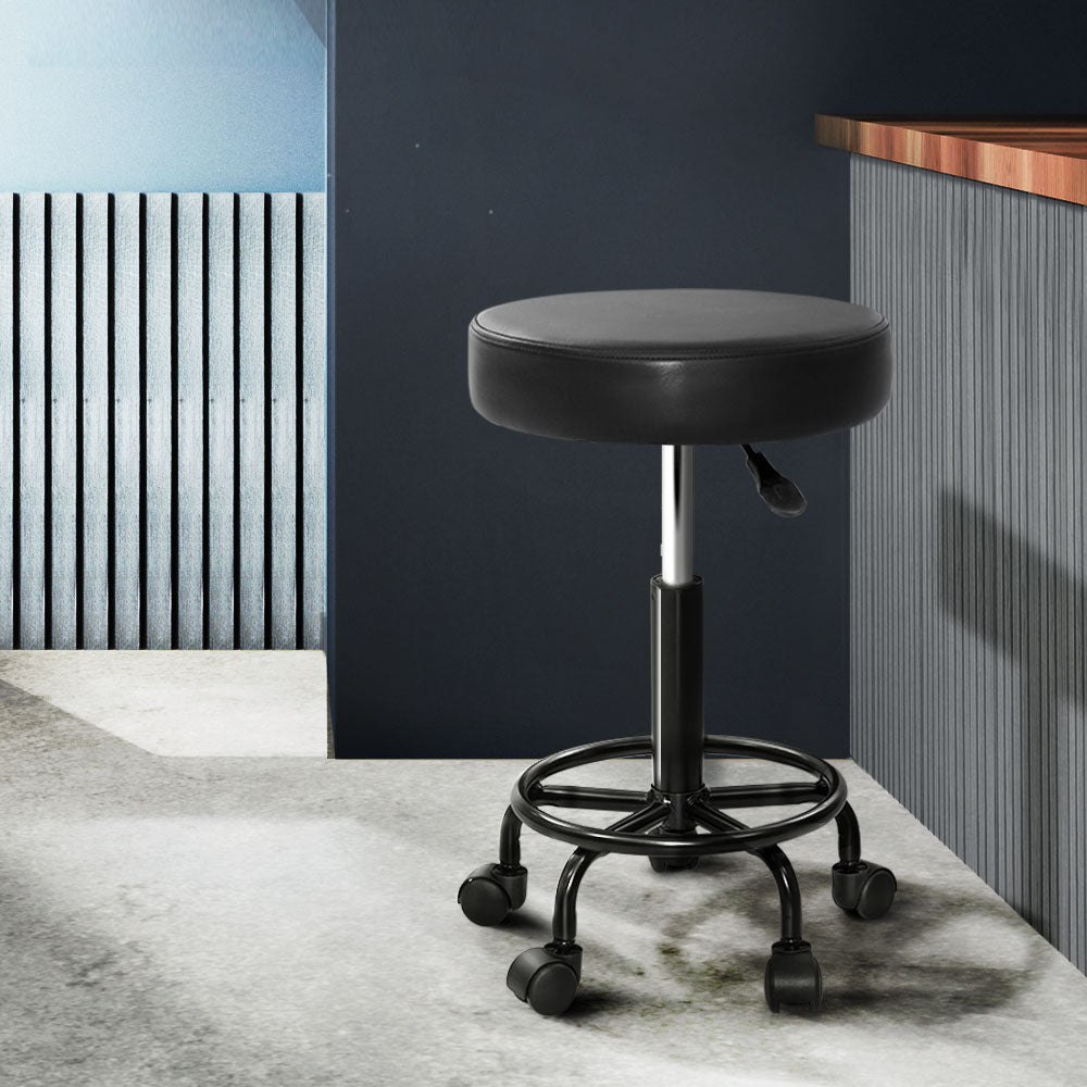 Bailey PU Leather Gas-Lift Swivel Bar Stool – Black