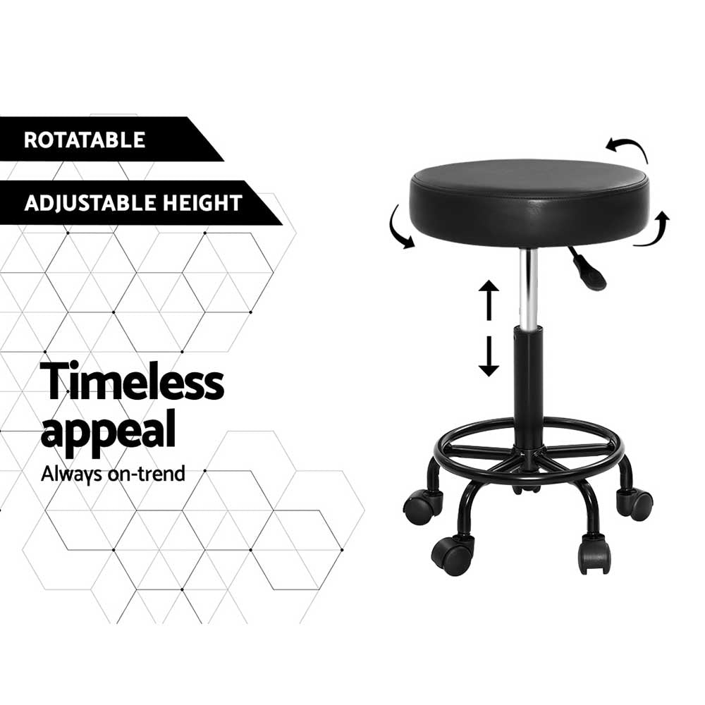 Bailey PU Leather Gas-Lift Swivel Bar Stool Set of 2 – Black