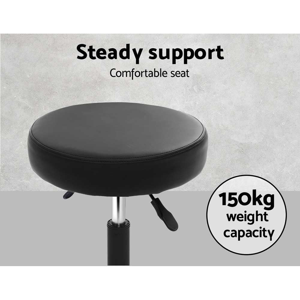 Bailey PU Leather Gas-Lift Swivel Bar Stool Set of 2 – Black