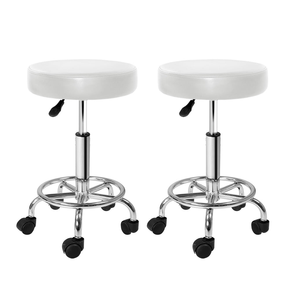 Bardon PU Leather Gas-Lift Swivel Bar Stool Set of 2 – White