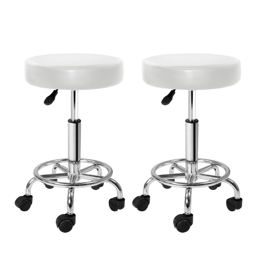 Bardon PU Leather Gas-Lift Swivel Bar Stool Set of 2 – White