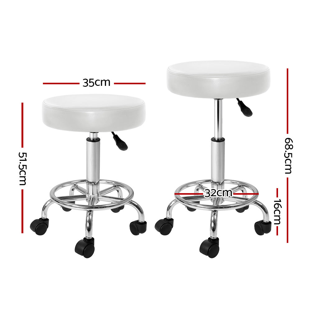 Bardon PU Leather Gas-Lift Swivel Bar Stool Set of 2 – White