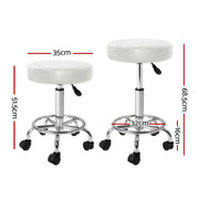 Bardon PU Leather Gas-Lift Swivel Bar Stool Set of 2 – White