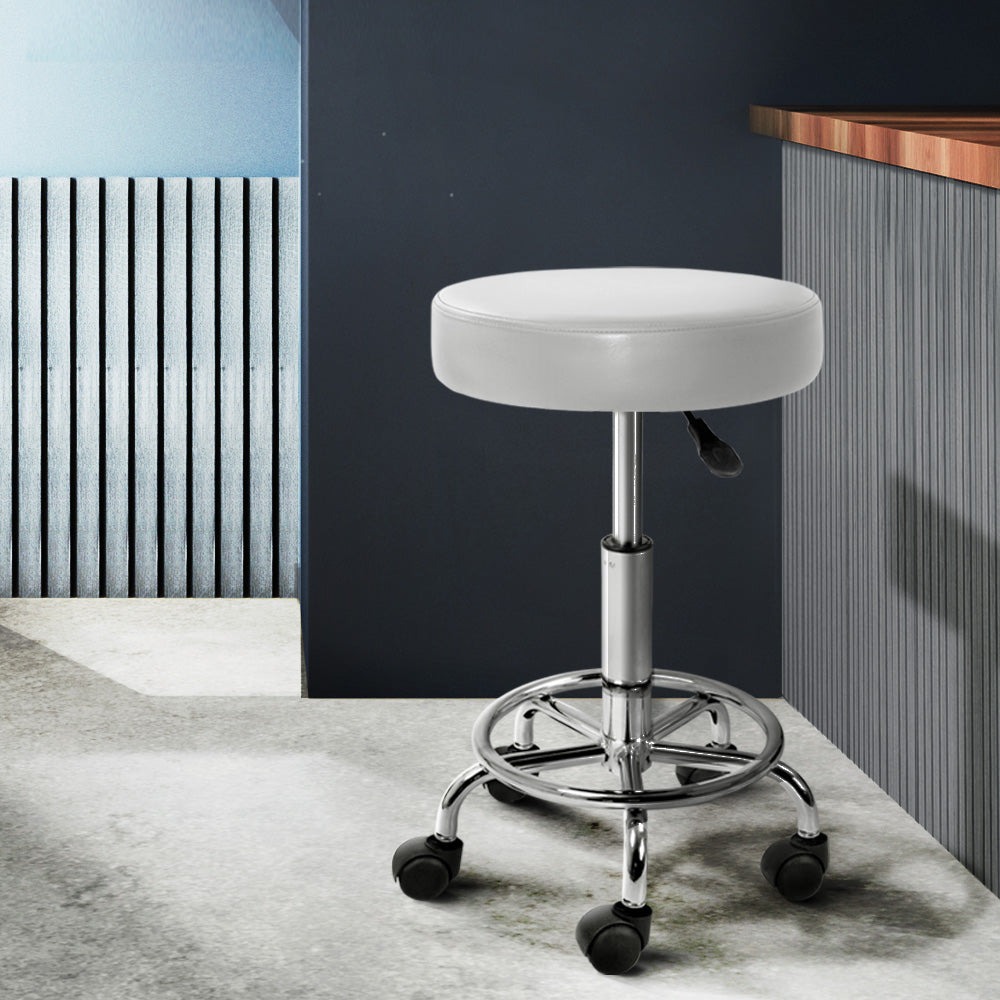 Bardon PU Leather Gas-Lift Swivel Bar Stool Set of 2 – White