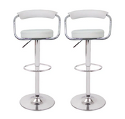 Gina PU Leather Gas-Lift Swivel Bar Stool Set of 2 – White