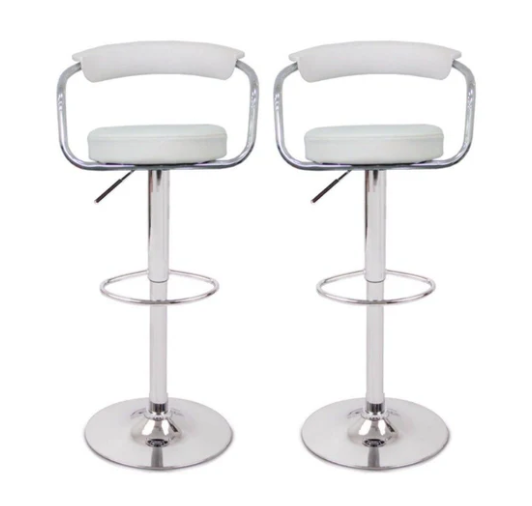 Gina PU Leather Gas-Lift Swivel Bar Stool Set of 2 – White