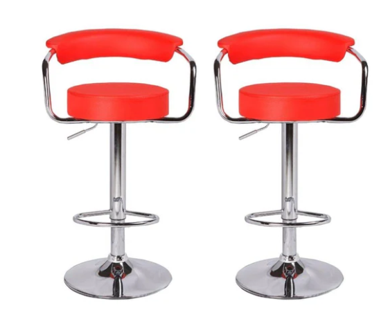 Gina PU Leather Gas-Lift Swivel Bar Stool Set of 2