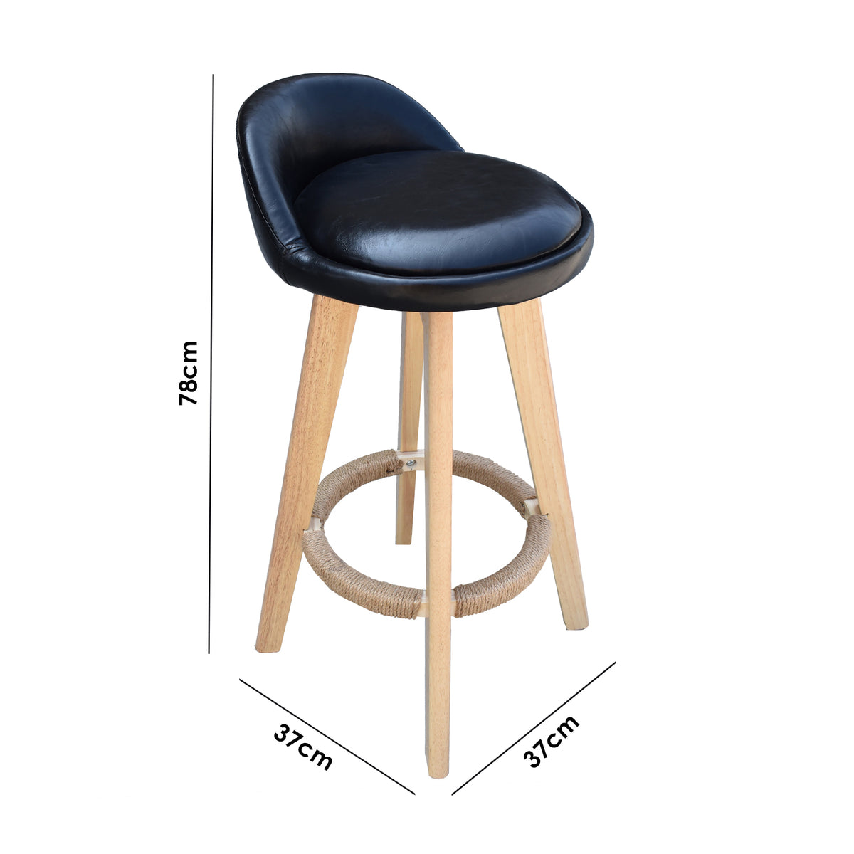 Phoenix Fabric Swivel Bar Stool – Black
