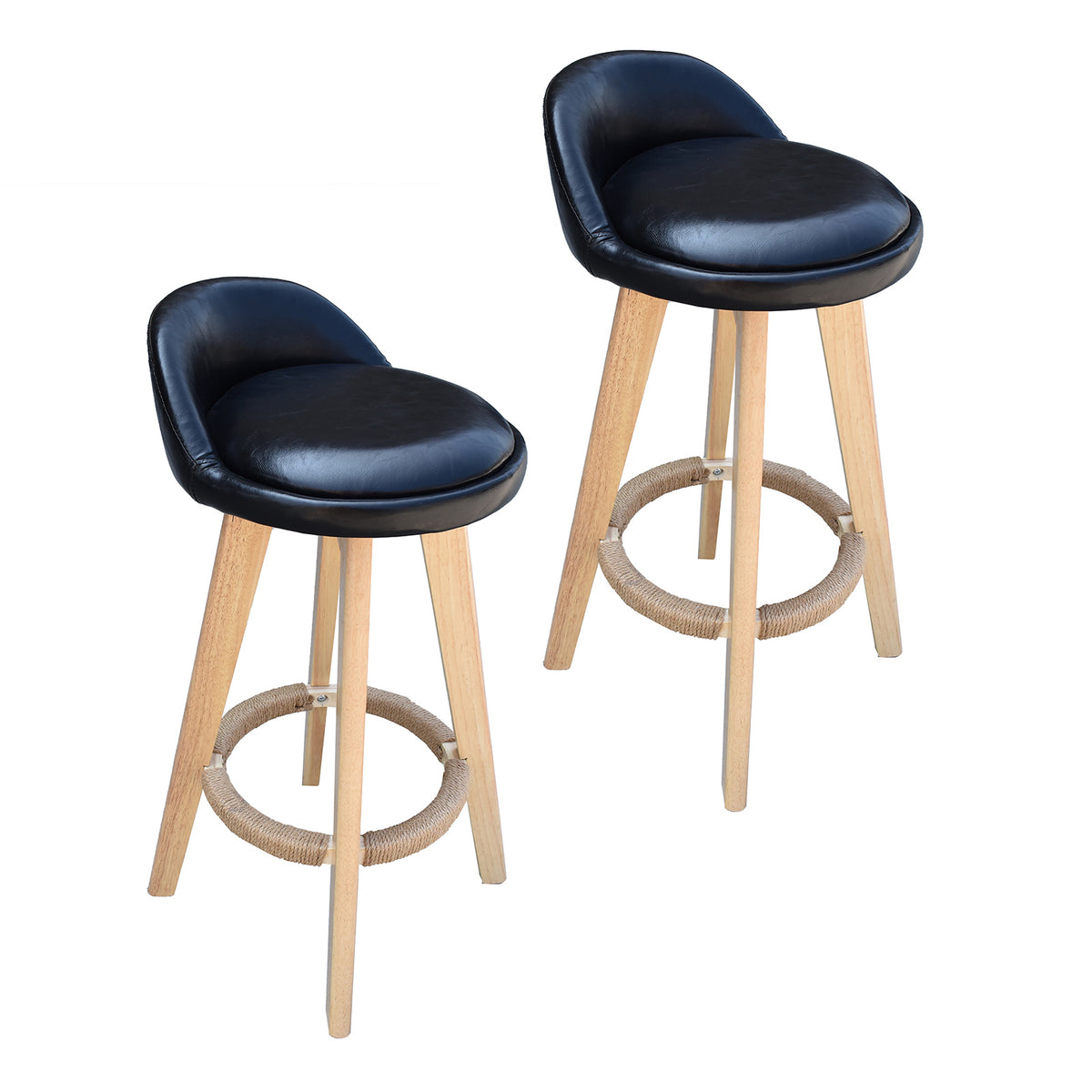 Milano Decor Phoenix Barstool Black Chairs Kitchen Dining Chair Bar Stool - Two Pack - Black