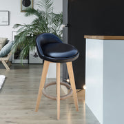 Phoenix Fabric Swivel Bar Stool – Black