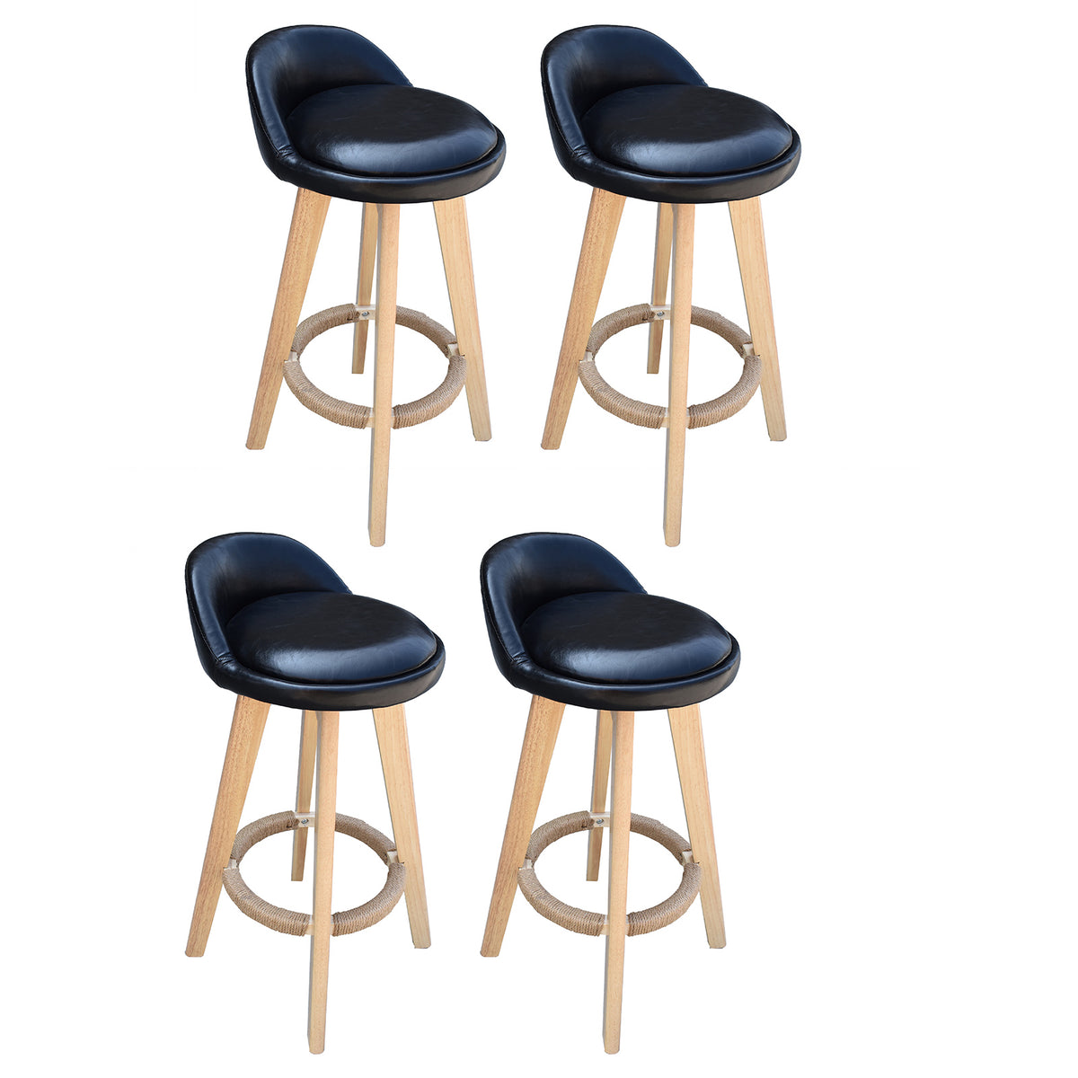 Milano Decor Phoenix Barstool Black Chairs Kitchen Dining Chair Bar Stool - Four Pack - Black