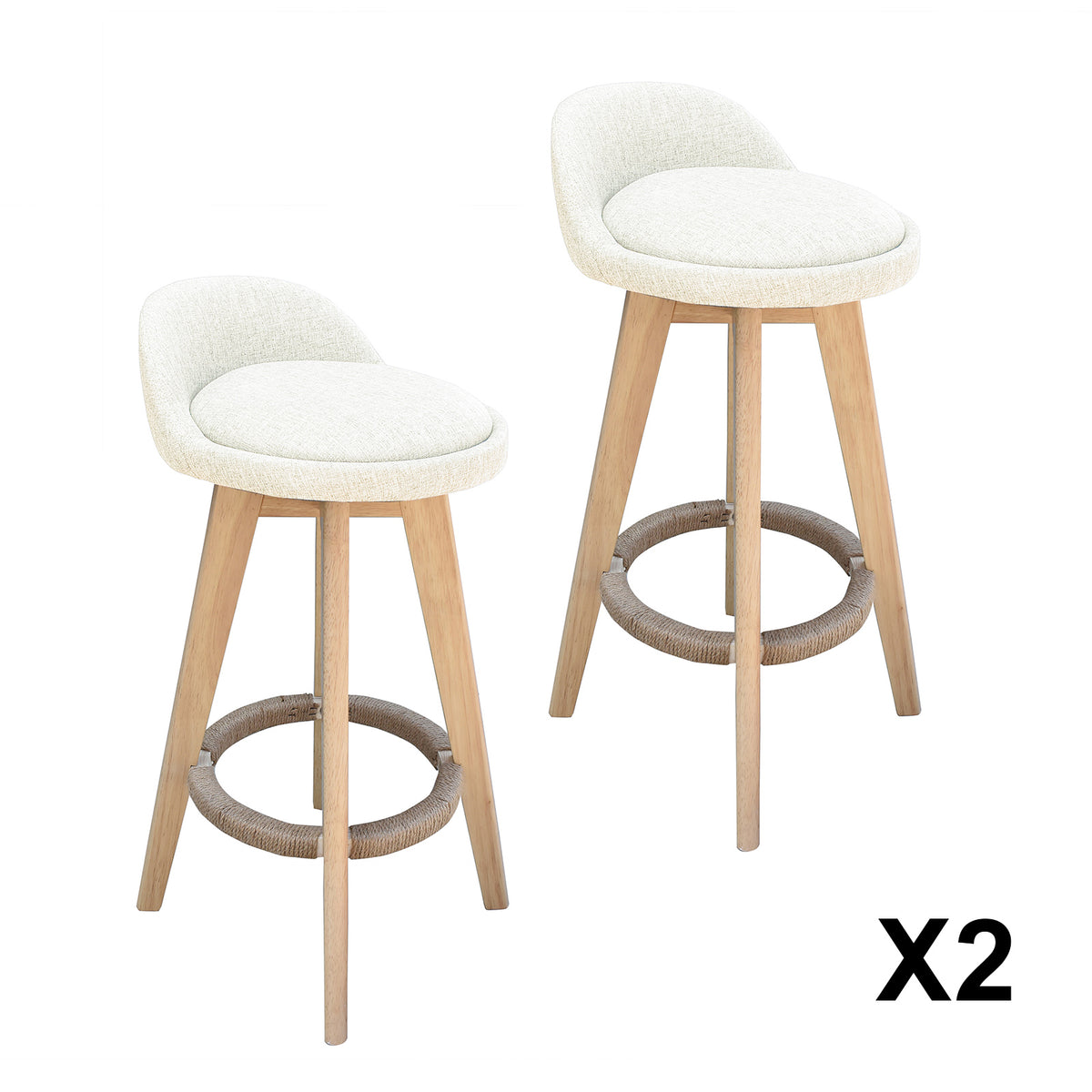 Phoenix Fabric Swivel Bar Stool – Cream