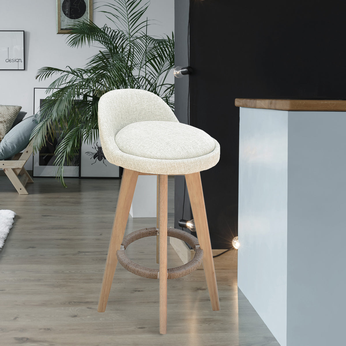Phoenix Fabric Swivel Bar Stool – Cream