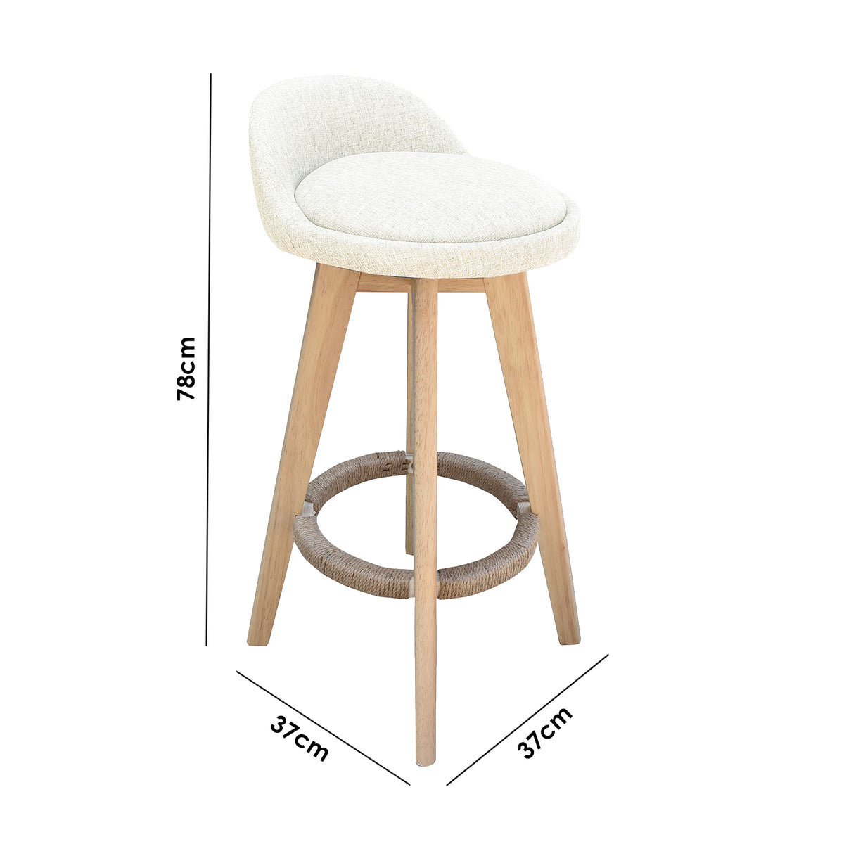 Phoenix Fabric Swivel Bar Stool – Cream