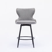 Caspian Fabric Swivel Bar Stool Set of 2 – Dark Grey