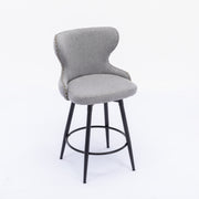 Caspian Fabric Swivel Bar Stool Set of 2 – Dark Grey