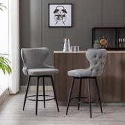 Caspian Fabric Swivel Bar Stool Set of 2 – Dark Grey