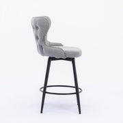 Caspian Fabric Swivel Bar Stool Set of 2 – Dark Grey