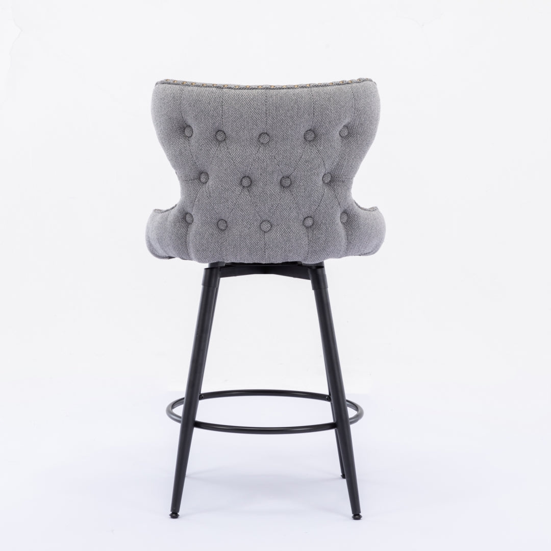 Caspian Fabric Swivel Bar Stool Set of 2 – Dark Grey