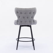 Caspian Fabric Swivel Bar Stool Set of 2 – Dark Grey