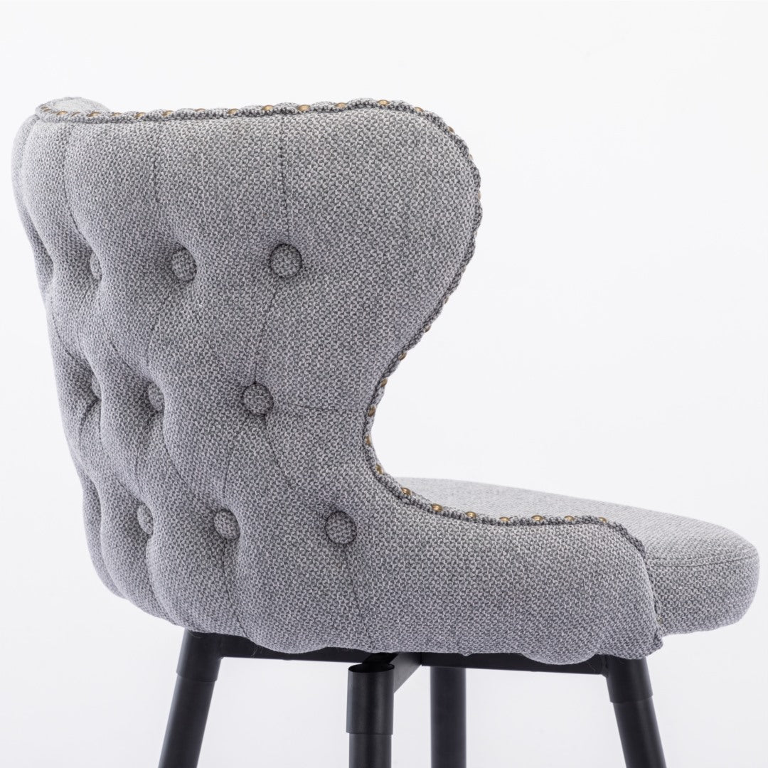Caspian Fabric Swivel Bar Stool Set of 2 – Dark Grey
