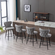 Caspian Fabric Swivel Bar Stool Set of 2 – Dark Grey
