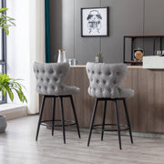 Caspian Fabric Swivel Bar Stool Set of 2 – Dark Grey