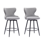 Caspian Fabric Swivel Bar Stool Set of 2 – Dark Grey