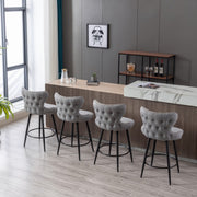 Caspian Fabric Swivel Bar Stool Set of 2 – Dark Grey