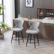 Caspian Fabric Swivel Bar Stool Set of 2 – Dark Grey