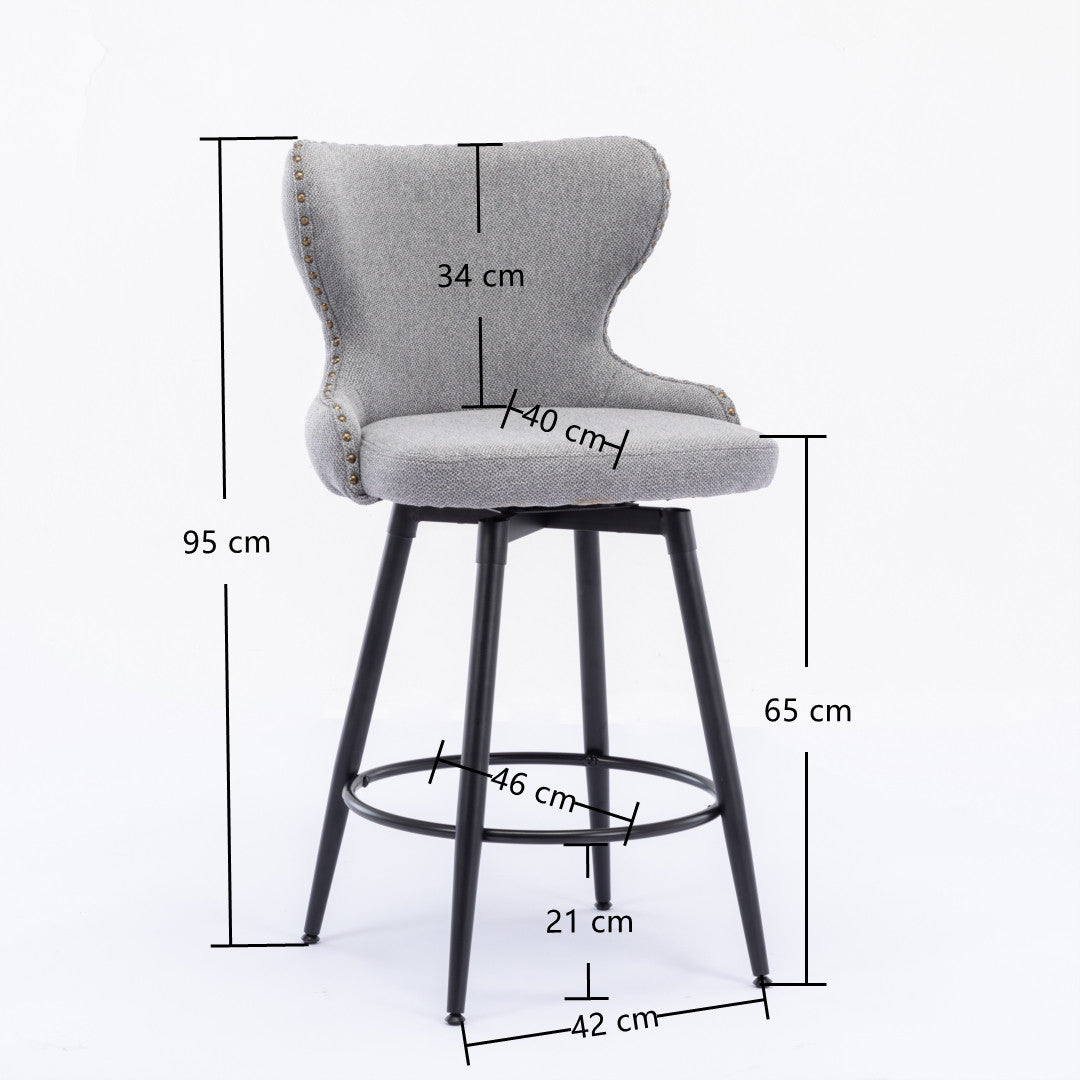 Caspian Fabric Swivel Bar Stool Set of 2 – Dark Grey