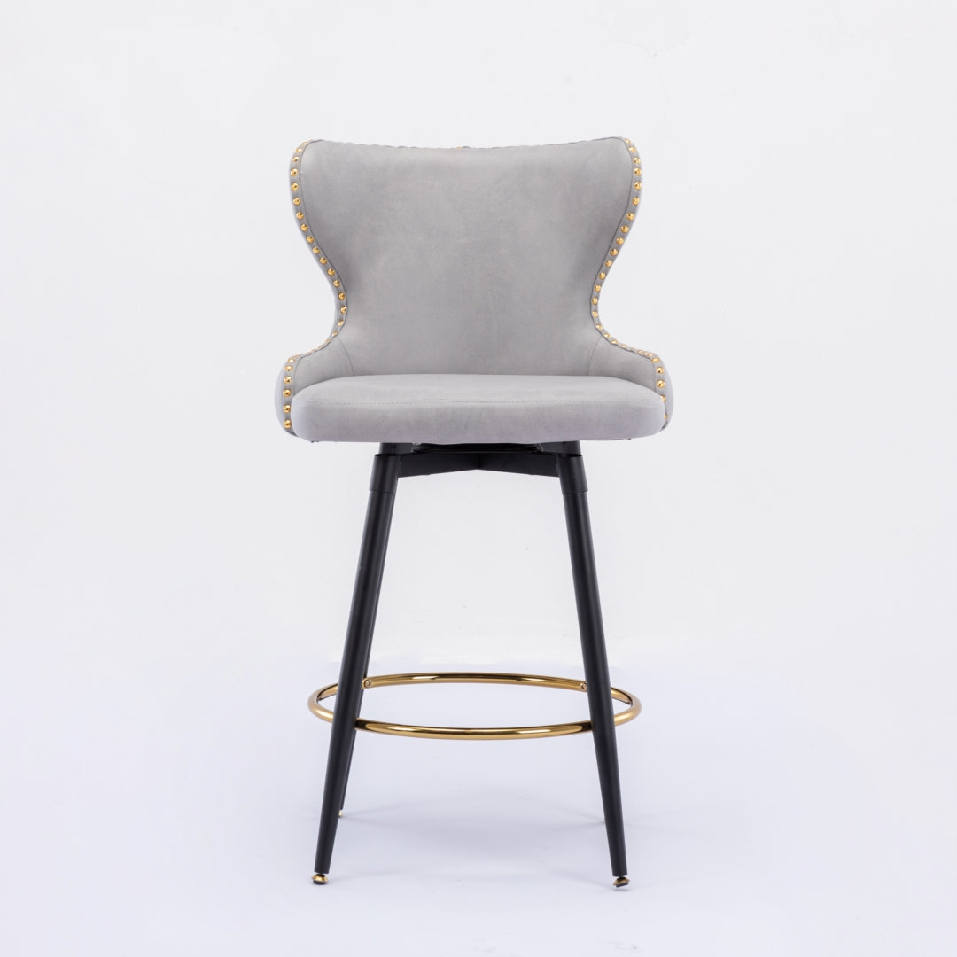 Carson Fabric Swivel Bar Stool Set of 2 – Light Grey