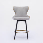 Carson Fabric Swivel Bar Stool Set of 2 – Light Grey
